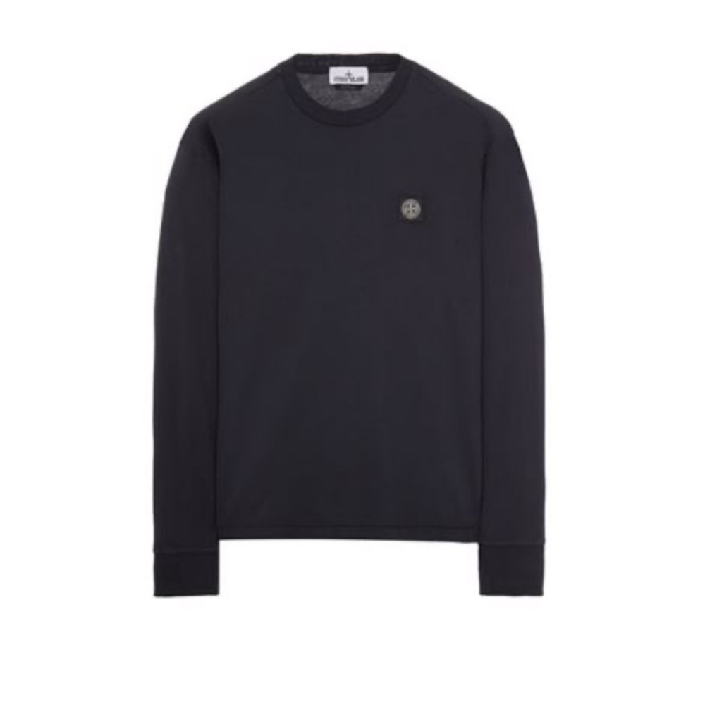 STONE ISLAND Long Sleeve Patch Logo Tee Shirt Size Medium Black